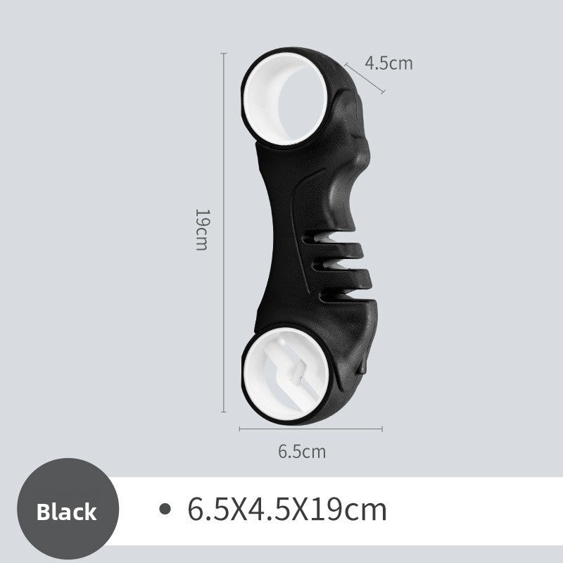 Black and white object with measurements on a gray background