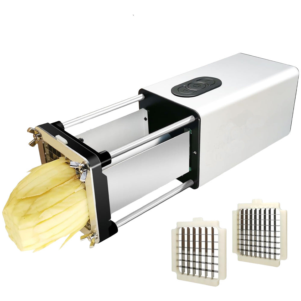 Pasta maker with noodles being extruded on a white background
