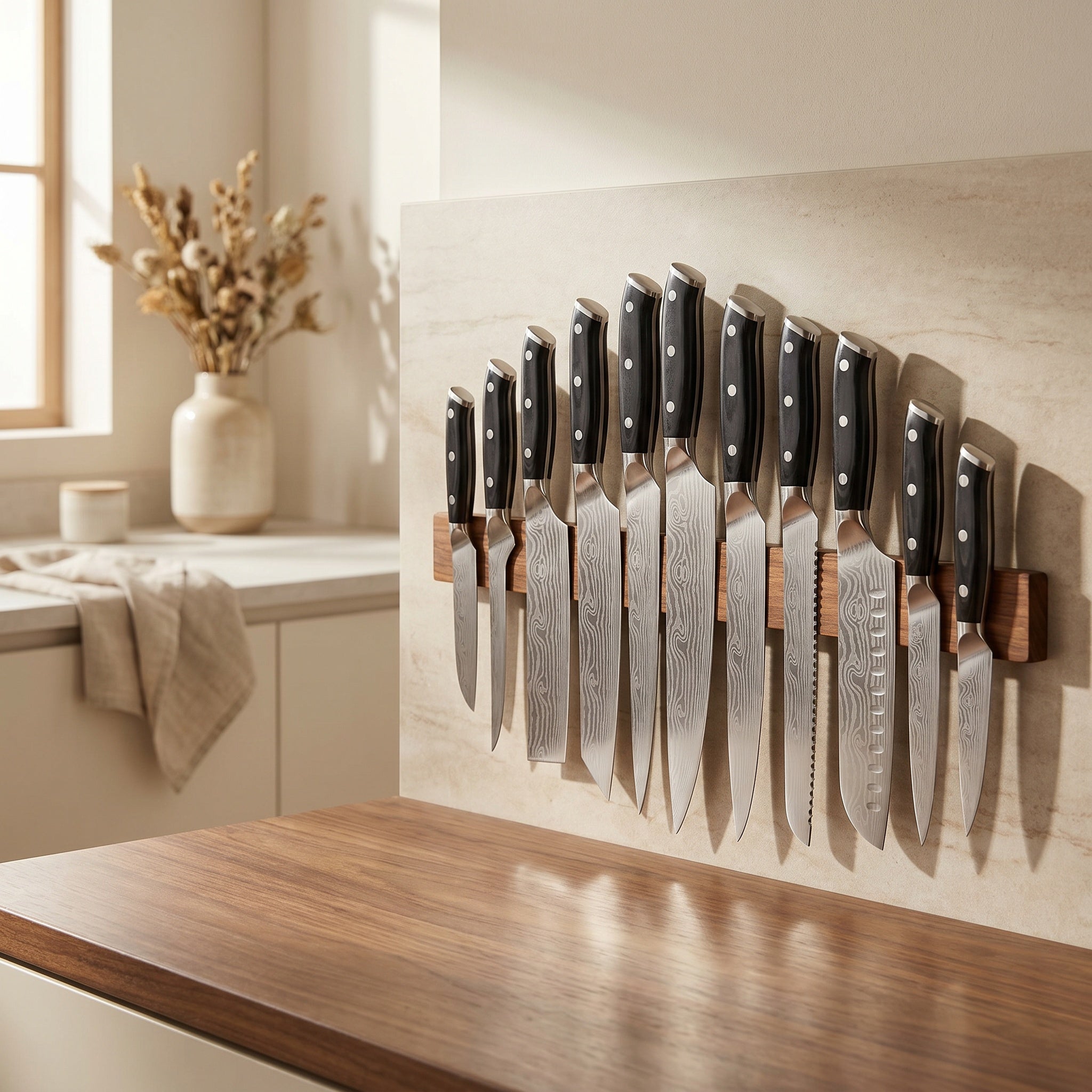 Precision cutting with Laser Pattern Damascus Chef Knife