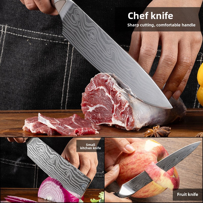 Damascus Laser-Patterned Chef's Knife