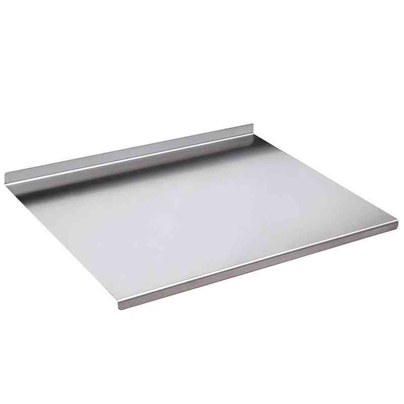 Stainless steel kitchen sink with discount labels on a white background....