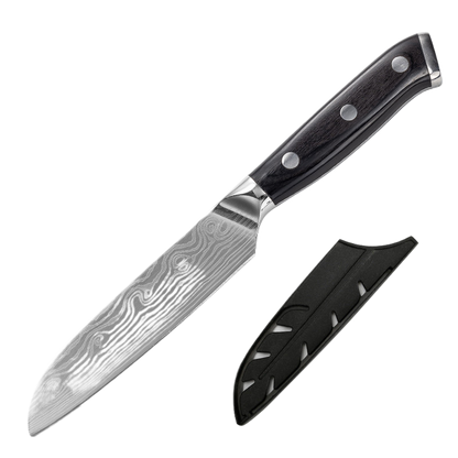 Damascus Laser-Patterned Chef's Knife
