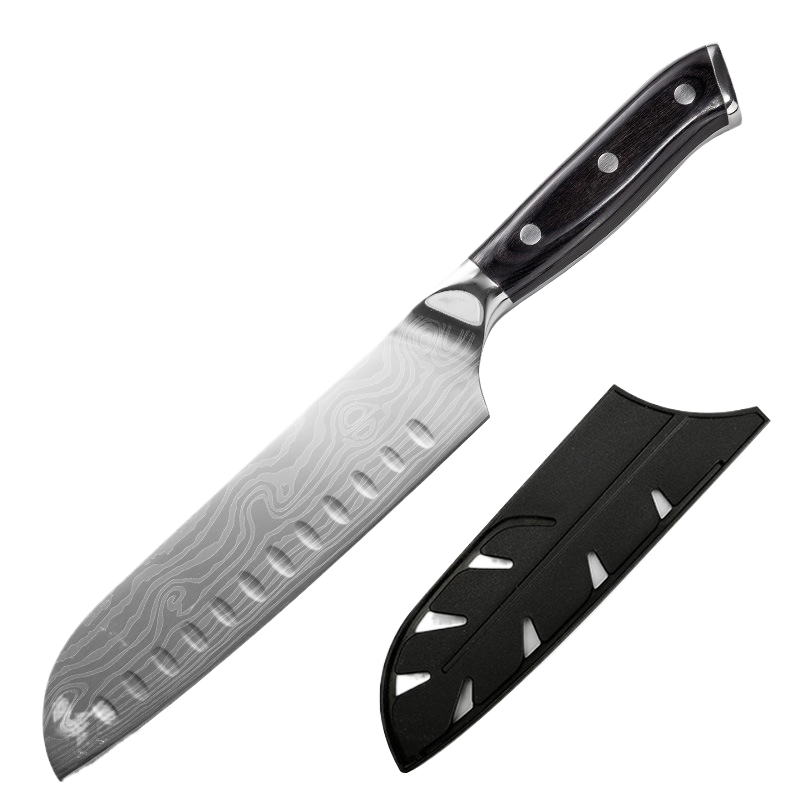 Damascus Laser-Patterned Chef's Knife
