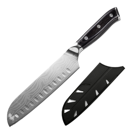 Damascus Laser-Patterned Chef's Knife