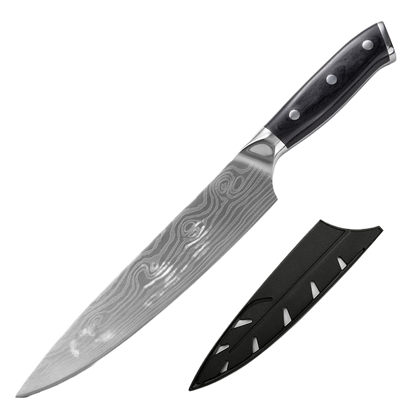 Damascus Laser-Patterned Chef's Knife