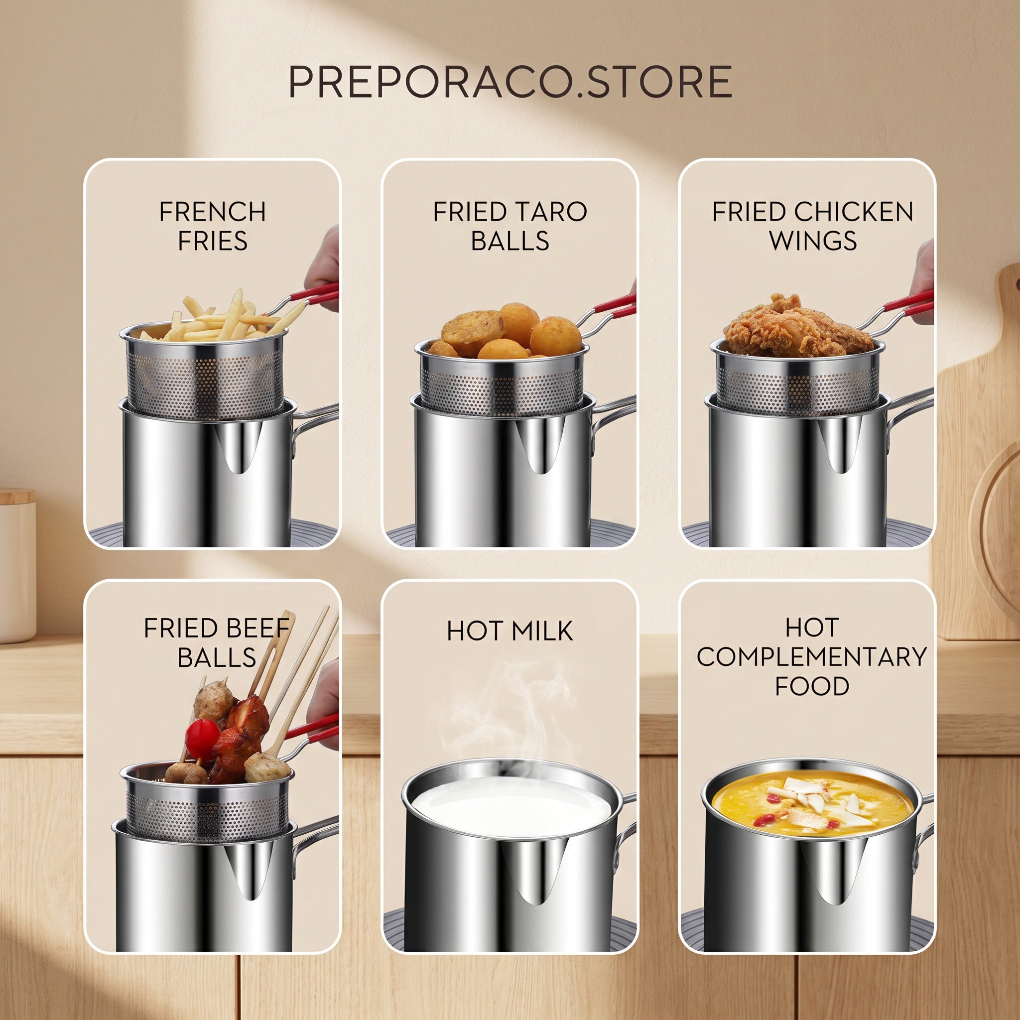 Durable 304 stainless steel fryer for fast, even cooking