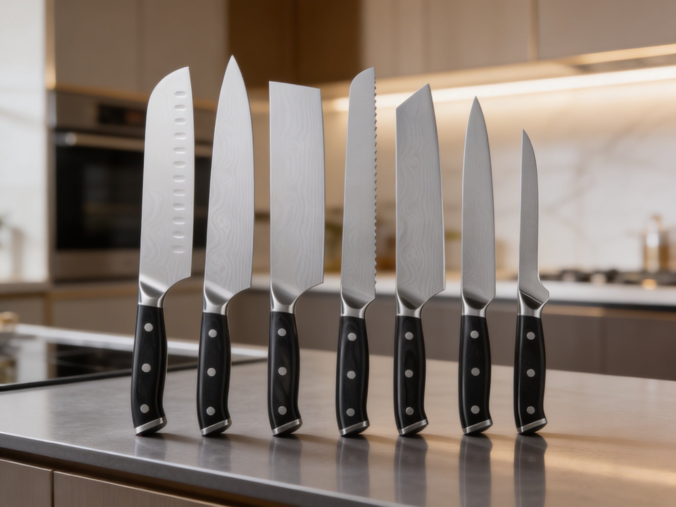Precision cutting with Laser Pattern Damascus Chef Knife